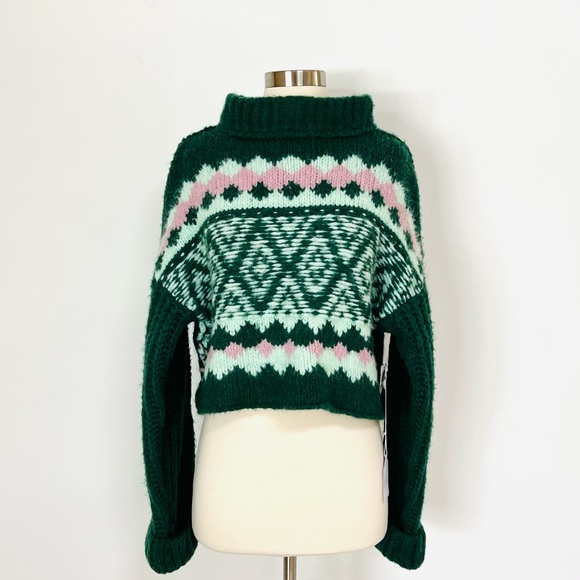 FREE PEOPLE Alpine Pullover Mock Neck Sweater in Green - Picture 3 of 6